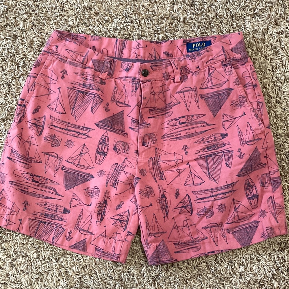 Ralph Lauren Polo sailboat print shorts pink 6 inch men’s 33